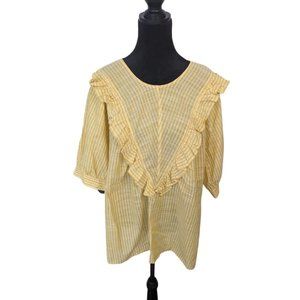 Ruffle Woven Cotton Blouse Size 1X